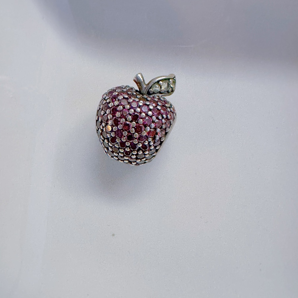 Pandora Silver and Red Apple Bracelet